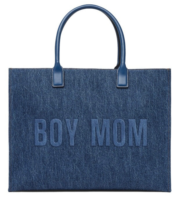 Boy Mom Denim Tote Bag
