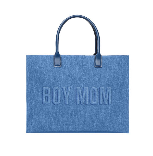 Boy Mom Denim Tote Bag