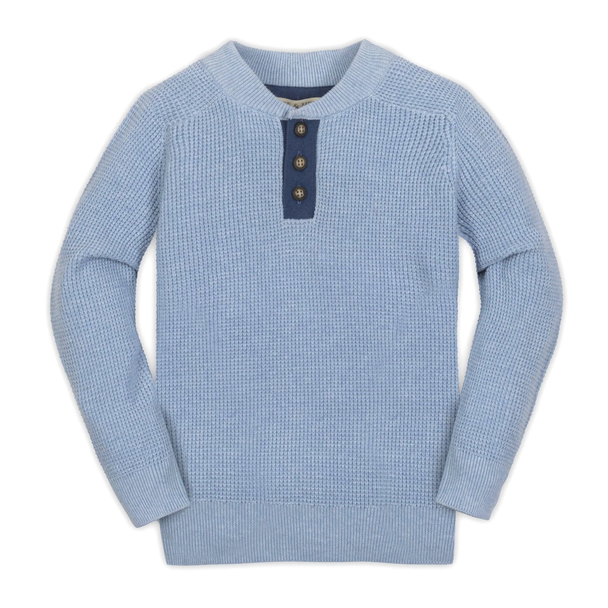 Boys’ Blue Organic Henley Sweater