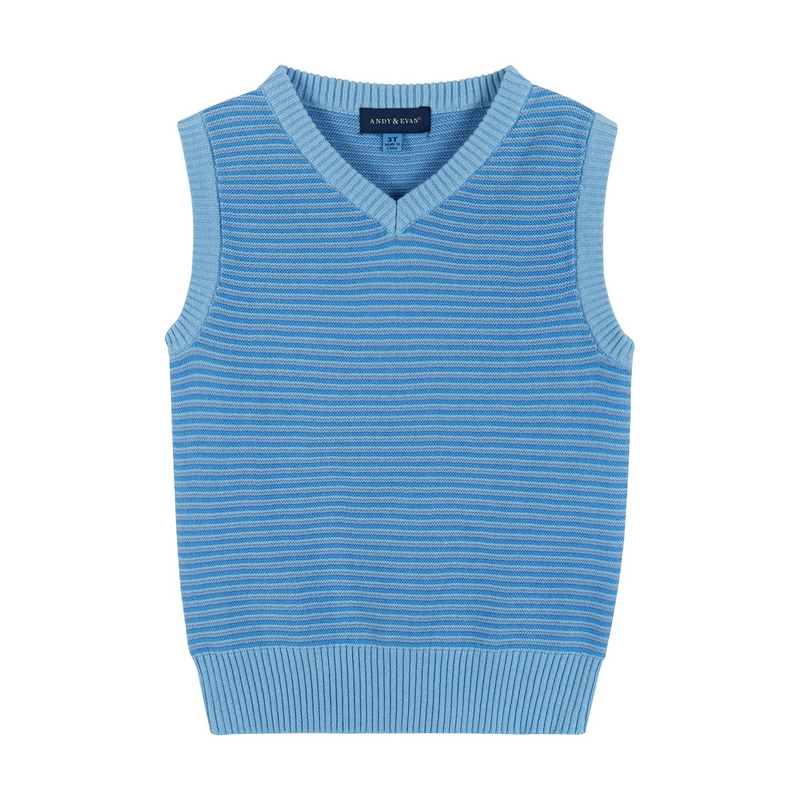 Boys 3-Piece Blue & White Sweater Vest Set