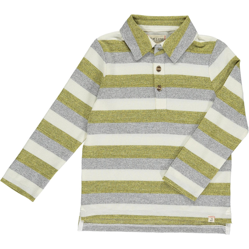 Boys Green and White Knitted Polo