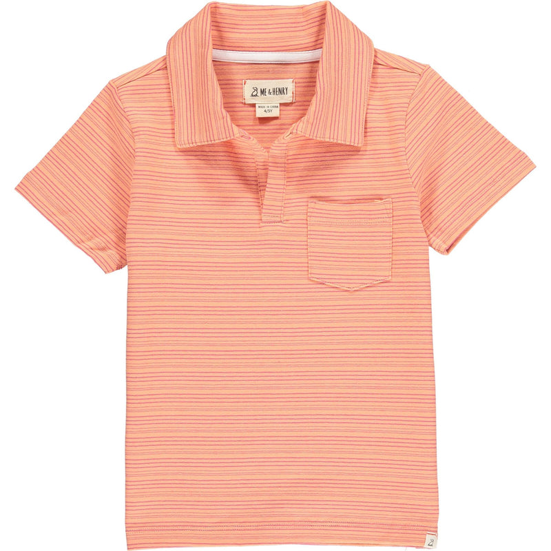 Salmon Striped Polo Shirt