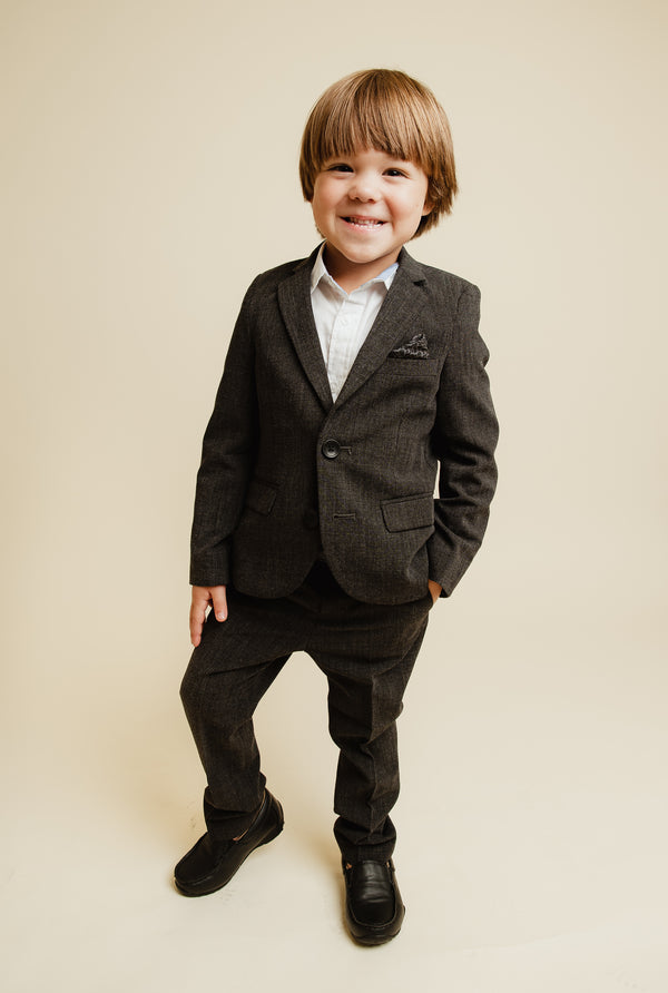 Little Boys Solid Grey 2 piece Suit by Andy and Evan