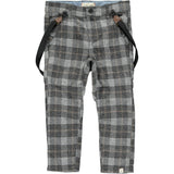 Grey Plaid Pants with Removable Suspenders