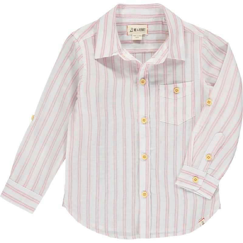 Pink & White Stripe Long Sleeved Shirt
